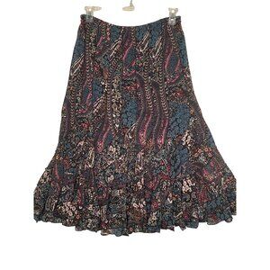 Mix Nouveau Size L Ruffle Tiered Lined Swing Flare Midi Feminine Flirty Skirt